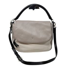 Kate Spade Gray Black Leather Cobble Hill Devin Satchel Bag Purse Crossbody Hobo